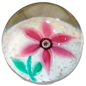 Murano Glass? LAMPWORK Poinsettia FLOWER Marshmallow White "SNOW" Paperweight